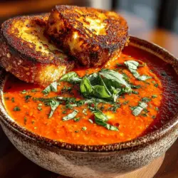 When it comes to comfort food, few dishes evoke warmth and nostalgia quite like a bowl of creamy tomato basil soup paired with a perfectly toasted grilled cheese sandwich. This beloved duo has cemented its place in the hearts of many households, serving as a staple meal that transcends generations. Savory Tomato Basil Bliss celebrates this classic combination, offering a recipe that is both simple and versatile, making it suitable for a range of occasions—from casual lunches to cozy dinners at home.