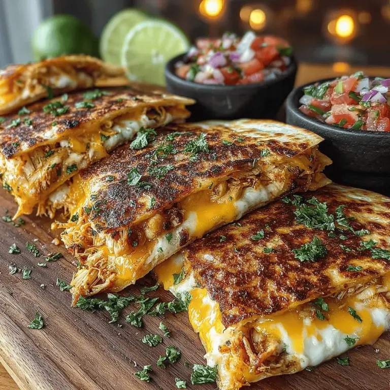 Quesadillas have captured the hearts and taste buds of food lovers around the globe, known for their delightful combination of crispy tortillas and gooey cheese. This dish, which originated in Mexico, has become a staple in many households due to its versatility and ease of preparation. Among the myriad of quesadilla recipes available, the Quick & Cheesy Chicken Quesadillas shine brightly for their quick preparation, cheesy indulgence, and the option of serving them with a fresh, homemade salsa.