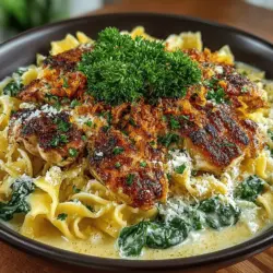 Creamy Garlic Chicken Alfredo Fiesta is a delightful twist on the classic Italian dish that has captured the hearts and taste buds of many. This recipe features a rich and creamy sauce enveloping tender chicken and fresh spinach, making it a perfect choice for family dinners or special gatherings. With its easy-to-follow steps, you will feel empowered to create this satisfying dish in the comfort of your own kitchen. Whether you are a seasoned cook or a beginner, this recipe promises to deliver mouthwatering results that everyone will love.