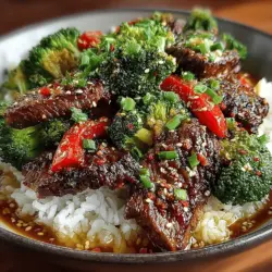 Sizzling Beef & Broccoli Delight is a dish that perfectly embodies the essence of Asian cuisine—quick, flavorful, and satisfying. This recipe combines tender strips of beef with vibrant broccoli and red bell peppers, all stir-fried to perfection in a savory sauce. It is no wonder that this dish has gained immense popularity in homes and restaurants alike, becoming a staple for those seeking a delicious yet health-conscious meal.