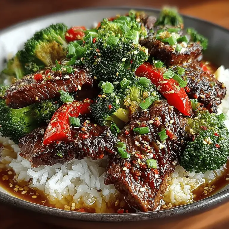 Sizzling Beef & Broccoli Delight is a dish that perfectly embodies the essence of Asian cuisine—quick, flavorful, and satisfying. This recipe combines tender strips of beef with vibrant broccoli and red bell peppers, all stir-fried to perfection in a savory sauce. It is no wonder that this dish has gained immense popularity in homes and restaurants alike, becoming a staple for those seeking a delicious yet health-conscious meal.