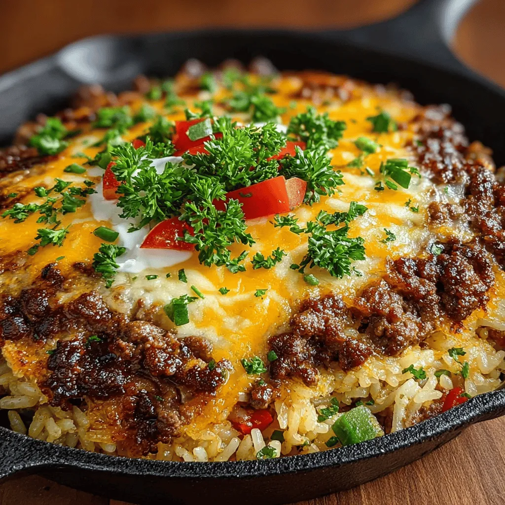 In the realm of modern cooking, one-pan meals have carved out a special niche, celebrated for their simplicity and convenience. These dishes allow you to create hearty, flavorful meals without the hassle of multiple pots and pans. The Cheesy One-Pan Beef & Rice Delight is a perfect example of this trend. Combining ground beef, rice, and a medley of vegetables, this dish not only delivers bold flavors but also offers a satisfying balance of nutrition. Ideal for busy weeknight dinners, this recipe is sure to become a family favorite, providing comfort and ease in every bite.