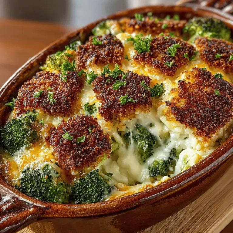 When it comes to comfort food, few dishes can rival the warm embrace of a creamy casserole. The Cheesy Delight: Creamy Broccoli & Rice Casserole is a perfect example of this culinary genre. This dish seamlessly combines tender broccoli, rich cheeses, and fluffy rice, creating a symphony of flavors and textures that is both satisfying and nutritious. Ideal for family dinners or potluck gatherings, this casserole is sure to please a crowd while also providing wholesome nourishment.