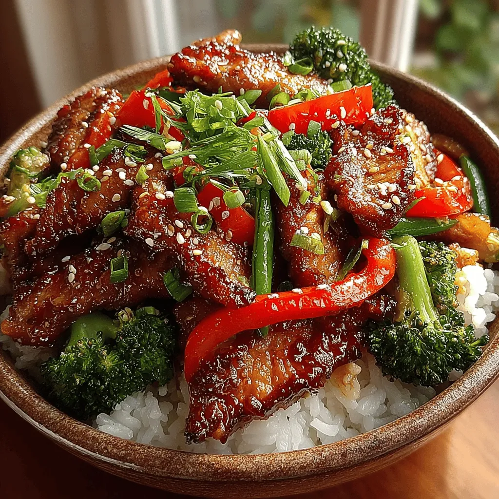 - 2 boneless, skinless chicken breasts - 1 cup broccoli florets - 1 red bell pepper, sliced - 1 carrot, julienned - 1 cup snap peas - 1/4 cup soy sauce (or tamari for gluten-free) - 2 tablespoons hoisin sauce - 1 tablespoon sesame oil - 2 cloves garlic, minced - 1 teaspoon fresh ginger, grated - 2 tablespoons vegetable oil (for stir-frying) - Salt and pepper to taste - Optional: sesame seeds for garnish