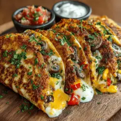 In the world of quick and satisfying meals, Cheesy Veggie Delight Quesadillas stand out as a versatile option that can cater to a wide range of tastes and dietary preferences. This delightful dish is perfect for lunch, dinner, or even a snack, making it a staple in many households. The magic of these quesadillas lies in the harmonious blend of colorful vegetables and melty cheeses, resulting in a dish that is not only delicious but also visually appealing. The combination of textures—from the crispiness of the tortillas to the gooey cheese and tender veggies—ensures that every bite is a delightful experience.