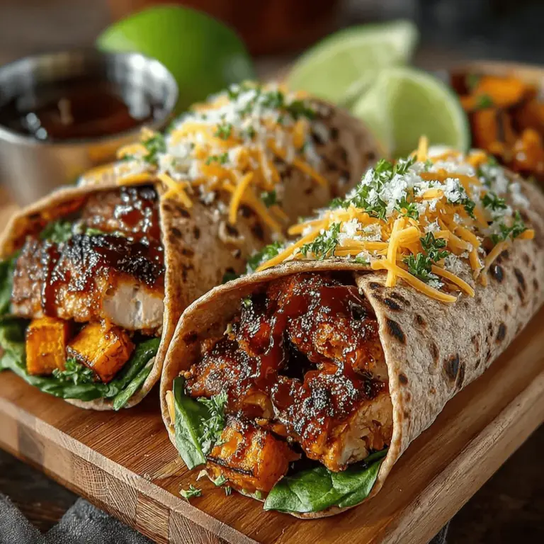 In recent years, wraps have surged in popularity as a go-to meal option for those seeking healthier eating habits. Their versatility allows for a myriad of fillings, making them perfect for both quick lunches and satisfying dinners. The Sizzlin' BBQ Chicken & Sweet Potato Wraps stand out among the myriad of wrap recipes, offering a delightful blend of flavors and a wealth of nutritional benefits. This dish combines juicy, grilled chicken with the natural sweetness of roasted sweet potatoes, all nestled in a wholesome tortilla, making it not only delicious but also a well-balanced meal.