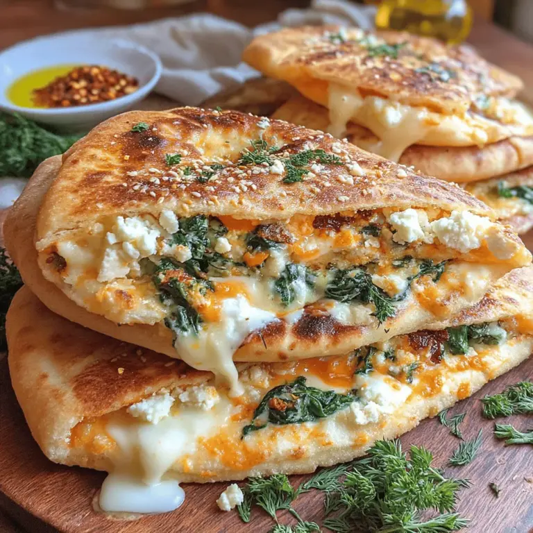 Pitas have become a beloved staple in many kitchens around the world, celebrated for their versatility and convenience. These pocket breads can be filled with a variety of delicious ingredients, making them perfect for quick meals or snacks. One such delightful recipe is the Quick Sizzling Cheesy Spinach Pitas, which showcases a harmonious blend of flavors and textures.