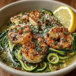 - 1 pound large shrimp, peeled and deveined - 2 medium zucchinis - 4 tablespoons unsalted butter - 4 cloves garlic, minced - 1 tablespoon olive oil - Salt and pepper, to taste - 1 teaspoon red pepper flakes (optional) - 2 tablespoons fresh parsley, chopped - Juice of 1 lemon