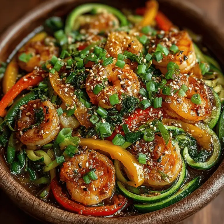 Delve into a world of vibrant flavors with the Zesty Shrimp & Veggie Noodle Fiesta, a dish that brings together succulent shrimp and fresh vegetables in a delightful stir-fry. This recipe is not only quick to prepare, taking just 25 minutes from start to finish, but it also offers a healthy and colorful dining experience that is sure to impress. Perfect for weeknight dinners or casual gatherings, this dish showcases the best that simple, wholesome ingredients can offer. Discover how to create this culinary masterpiece and explore the benefits of each component as we guide you through the process.