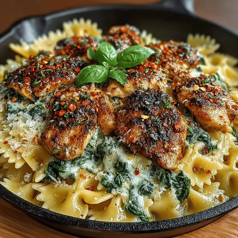 In the world of home cooking, one-pot meals have gained immense popularity for their convenience and delicious results. The Creamy Chicken and Spinach Pasta Skillet is a standout option that embodies the essence of a satisfying dinner. This dish marries tender chicken, vibrant spinach, and comforting pasta in a rich, creamy sauce, making it a perfect choice for busy weeknights or casual gatherings. With its ease of preparation and the warmth it brings to the dinner table, this recipe is a go-to for anyone looking to whip up a nourishing meal without spending hours in the kitchen.