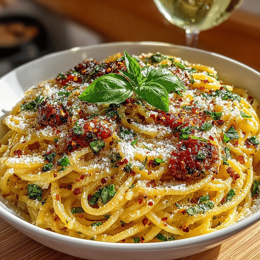 - 8 ounces of pasta (spaghetti, fettuccine, or penne) - 2 tablespoons of olive oil - 3 cloves of garlic, minced - 4 large ripe tomatoes, diced - 1 cup of heavy cream - 1 cup of grated Parmesan cheese - 1 cup of fresh basil leaves, chopped - Salt and pepper to taste - Red pepper flakes (optional for a bit of heat)