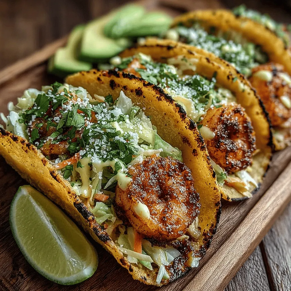 - 1 pound of shrimp, peeled and deveined - 2 tablespoons olive oil - 1 teaspoon chili powder - 1 teaspoon cumin - 1 teaspoon garlic powder - Salt and pepper, to taste - 1 cup green cabbage, finely shredded - 1 cup carrots, grated - 1/4 cup fresh cilantro, chopped - Juice of 1 lime - 1/4 cup mayonnaise - 1 tablespoon honey - 8 small corn or flour tortillas