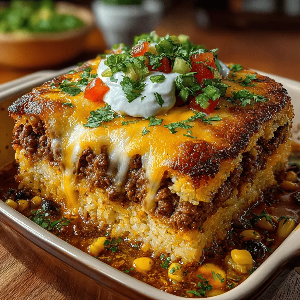 Cheesy Beef & Rice Delight Casserole is the ultimate comfort food that brings warmth and satisfaction to any family meal. This dish combines tender ground beef, fluffy rice, and a medley of vegetables, all enveloped in a creamy, cheesy sauce. It's easy to prepare, making it a perfect weeknight dinner option that your whole family will love. The balance of flavors and textures—from the savory beef to the rich cheese and crunchy corn—creates a delightful experience that will leave everyone asking for seconds.