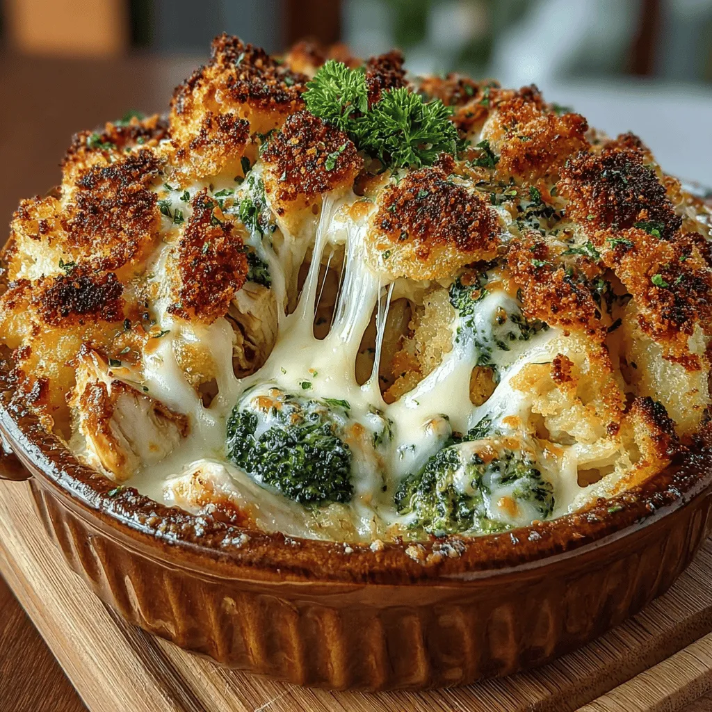 - 2 cups cooked chicken, shredded or diced - 2 cups fresh or frozen broccoli florets - 1 cup cooked white or brown rice - 1 can (10.5 oz) cream of chicken soup - 1 cup sour cream - 1 cup shredded cheddar cheese - 1/2 teaspoon garlic powder - 1/2 teaspoon onion powder - Salt and pepper to taste - 1/2 cup breadcrumbs (optional) - 1 tablespoon olive oil or melted butter (optional)