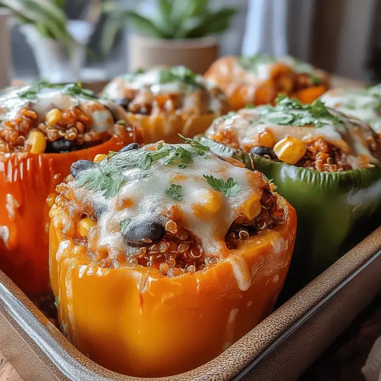 Colorful Crunch: Veggie & Cheese Stuffed Peppers is a delightful dish that combines vibrant vegetables with savory flavors for a satisfying meal. These stuffed peppers not only look beautiful on the plate but also offer a range of textures and tastes that make them a favorite among both adults and children. Whether you're looking for a healthy weeknight dinner or a show-stopping dish for a gathering, these peppers are sure to impress.