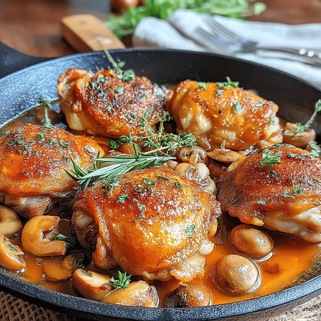 Garlic Butter Mushroom Chicken Thighs is a dish that beautifully marries rich flavors and comforting textures. The succulent chicken thighs are enveloped in a luscious garlic butter sauce, enhanced by the earthiness of mushrooms. This recipe not only satisfies the palate but also warms the heart, making it a perfect choice for family dinners or special occasions.