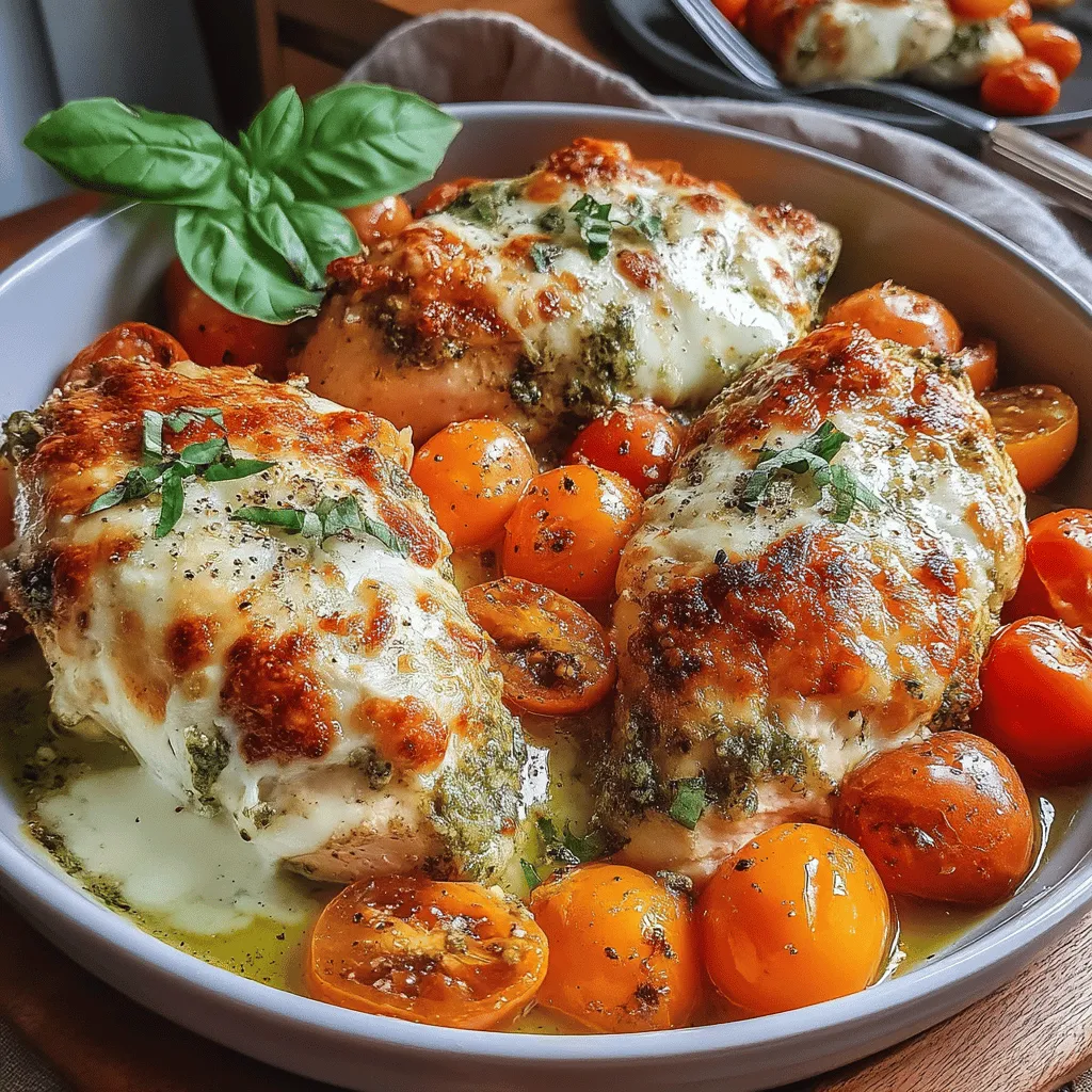 If you're looking for a delicious weeknight dinner that comes together in a flash, the Quick Pesto & Tomato Chicken Bake is the perfect solution. This recipe combines tender chicken breast with vibrant basil pesto and juicy cherry tomatoes, all topped with melted mozzarella cheese for an irresistible flavor explosion.