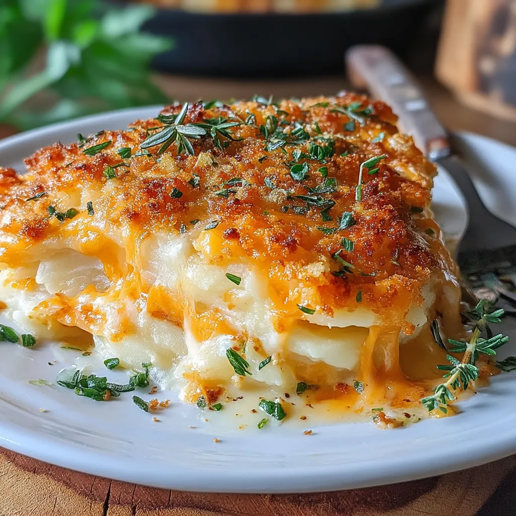Creamy Herb-Infused Mashed Potato Gratin is a delightful twist on the classic mashed potatoes, bringing a rich, velvety texture and an aromatic herb essence to your table. This dish embodies comfort food at its finest, perfect for family gatherings or special occasions. The creamy texture combined with the infusion of fresh herbs creates a mouthwatering experience that elevates any meal.
