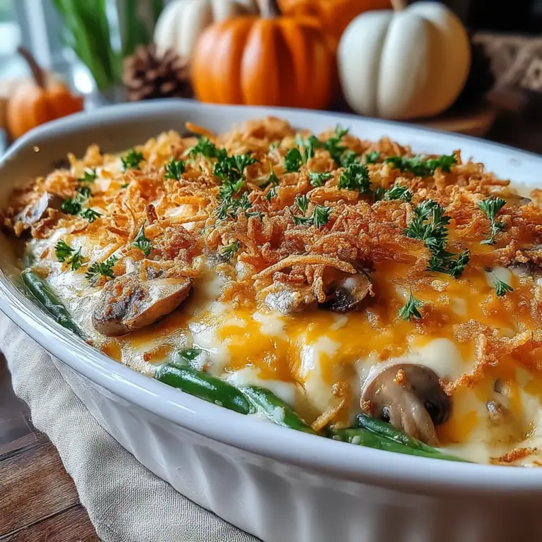 Green bean casserole has long been a beloved staple at family gatherings and holiday feasts, and for good reason. This delightful dish combines the earthy flavor of green beans with a creamy, savory sauce, topped off with a satisfying crunch. In this recipe, we take the classic version up a notch by incorporating fresh ingredients, ensuring every bite is packed with flavor and nutrition.