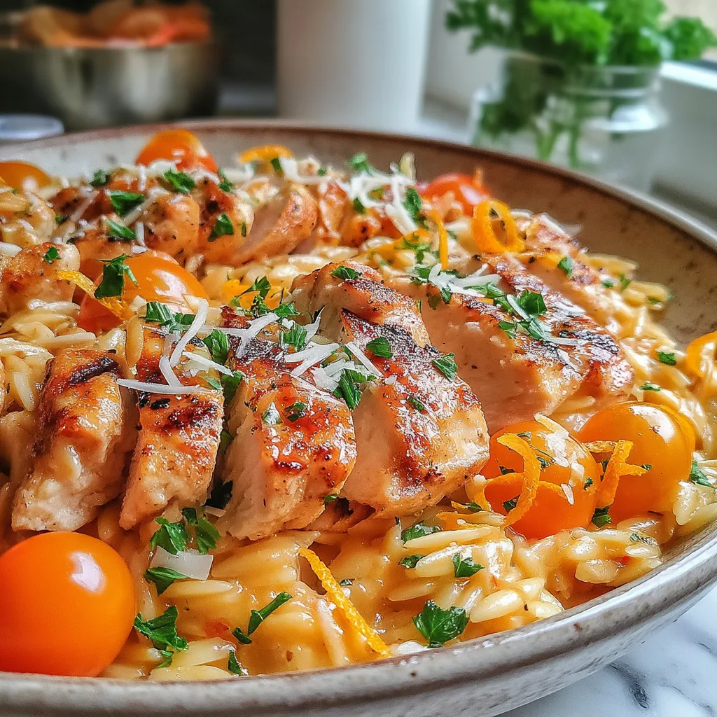 Zesty Lemon Chicken Orzo Delight is a vibrant and refreshing dish that brings together the bright flavors of lemon and tender chicken in a comforting pasta base. With its eye-catching presentation and delightful aroma, this recipe is sure to impress family and friends alike.